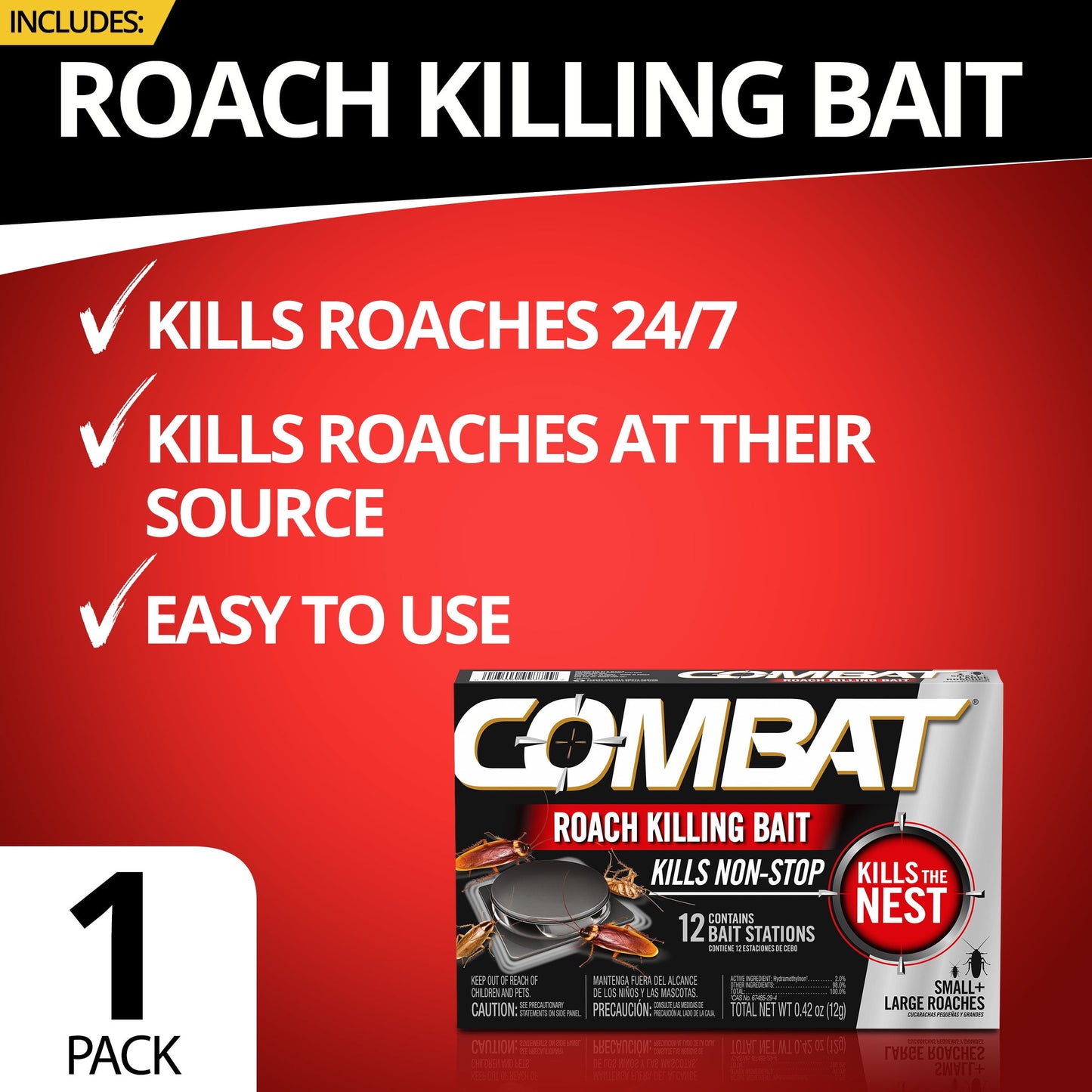 100% Plant Based Japan Combat Roach Killing Bait station (Pack of 12 Pcs)